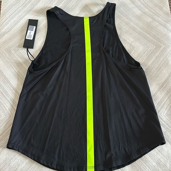 Black Line by Noli Women’s Black Tank Top with Neon Yellow Stripe on Back - Picture 1 of 5